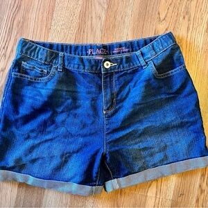 Place Women's Dark Blue Jean roll-up Shorts